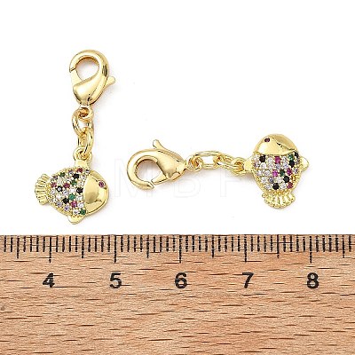 Fish Brass Micro Pave Cubic Zirconia Pendant Decorations CU-B198-06G-1