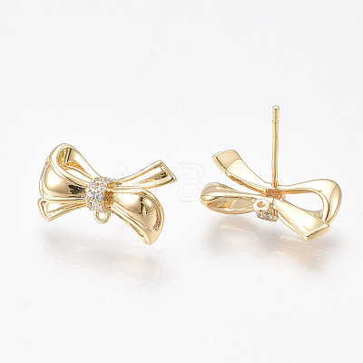 Brass Cubic Zirconia Stud Earring Findings KK-S350-425-1