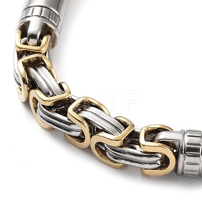 Vacuum Plating 304 Stainless Steel Column Link & Byzantine Chain Bracelet for Men Women BJEW-Z023-09P-1
