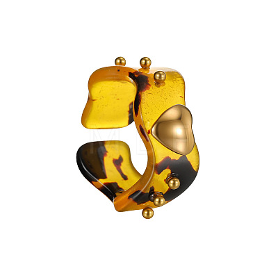 304 Stainless Steel Resin Heart Cuff Open Rings for Women WGD54EA-03-1