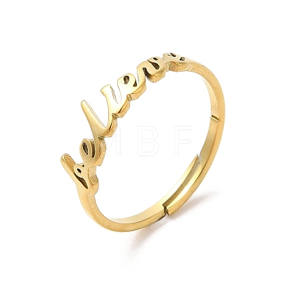 Ion Plating(IP) 304 Stainless Steel Word Adjustable Ring RJEW-L107-026G-1