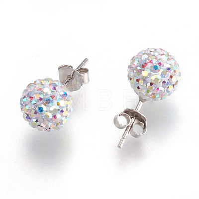 Gifts for Her Valentines Day 925 Sterling Silver Austrian Crystal Rhinestone Ball Stud Earrings for Girl Q286H021-1
