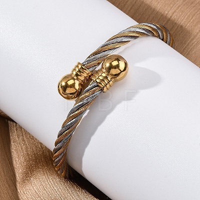 304 Stainless Steel Torque Bangles for Women BJEW-P310-20GP-1