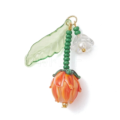 Acrylic and Handmade Lampwork Beads Pendants PALLOY-MZ01294-01-1