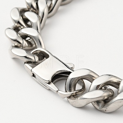 201 Stainless Steel Curb Chain Bracelet for Men Women BJEW-H550-06A-P-1
