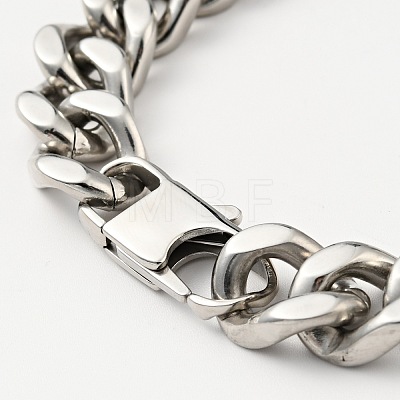 Non-Tarnish 201 Stainless Steel Curb Chain Bracelet for Men Women BJEW-H550-06A-P-1