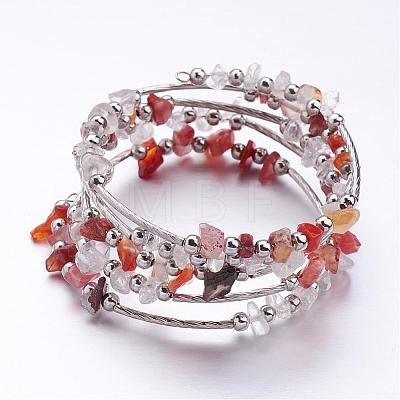 Five Loops Wrap Gemstone Beads Bracelets BJEW-JB02589-1