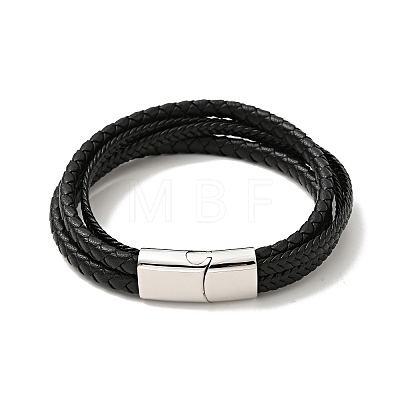 Microfiber Leather Braided Multi-strand Bracelet with 304 Stainless Steel Magnetic Clasp for Men Women BJEW-C021-01-P-1
