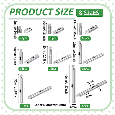 304 Stainless Steel Slide On End Clasp Tubes STAS-BC0004-05-1
