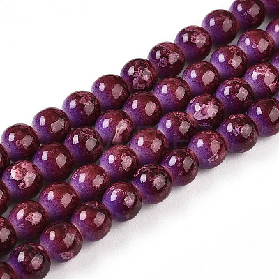 Baking Paint Glass Beads Strands DGLA-N008-8mm-04-1
