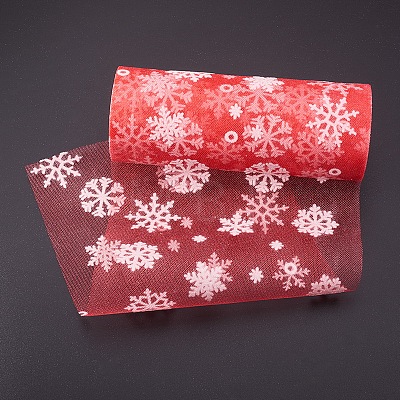 Snowflake Deco Mesh Ribbons OCOR-P010-G08-1