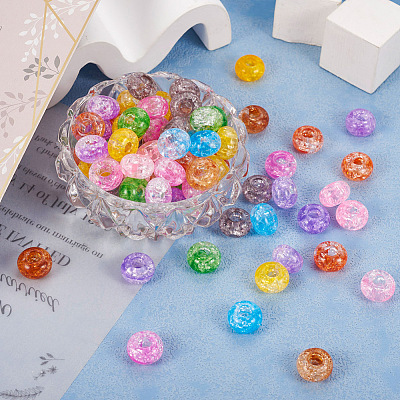  90Pcs 9 Colors Transparent Crackle Acrylic Beads MACR-TA0001-28-1