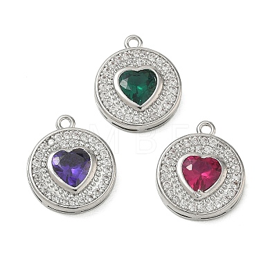 Brass Micro Pave Cubic Zirconia Pendants KK-CBA74BF-12P-01-1