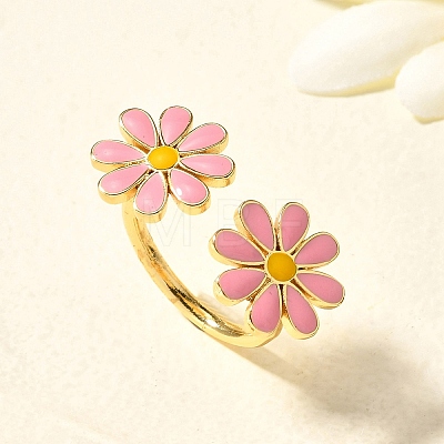 Brass Enamel Cuff Rings for Women RJEW-Q008-14G-01-1