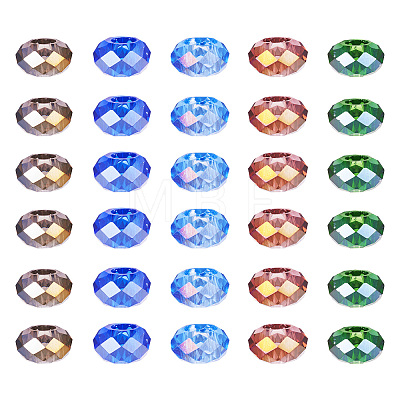 50Pcs 5 Colors Transparent Glass European Beads GPDL-TA0001-05-1