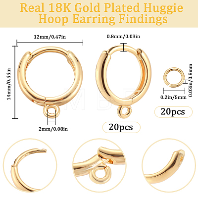 20Pcs Brass Huggie Hoop Earring Findings KK-BBC0014-57-1