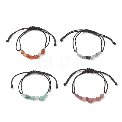 Natural Gemstone Chip Beads Link Bracelets BJEW-JB13310-1