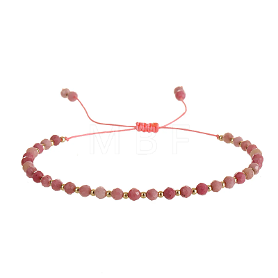 Natural Rhodochrosite Beads Braided Bead Bracelets for Women AI9762-14-1