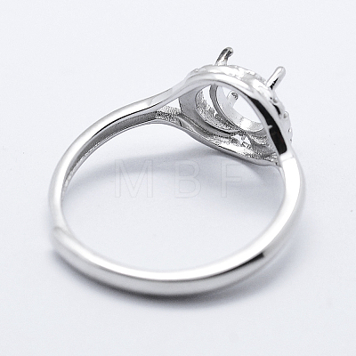 Rhodium Plated 925 Sterling Silver Finger Ring Components STER-G027-15P-1