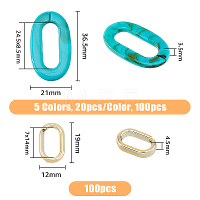 Acrylic Imitation Gemstone & CCB Plastic Linking Rings OACR-FH0001-045-1