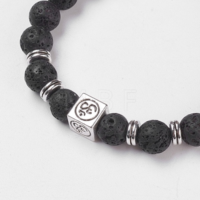 Natural Lava Rock Stretch Bracelets BJEW-JB03771-01-1