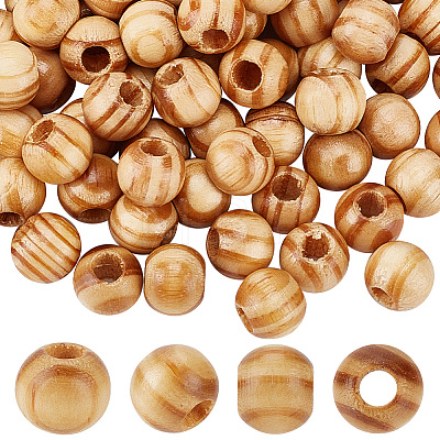 120Pcs Pinewood Large Hole European Beads WOOD-OC0003-81A-1