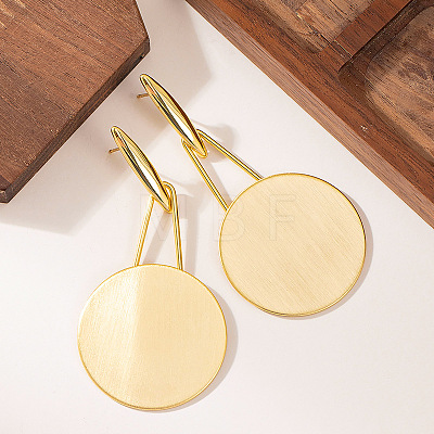 Alloy Flat Round Dangle Stud Earrings FS-WG56DB5-02-1