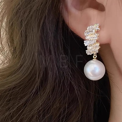 Round Alloy Crystal Rhinestone Dangle Stud Earrings FS-WGBAD05-01-1