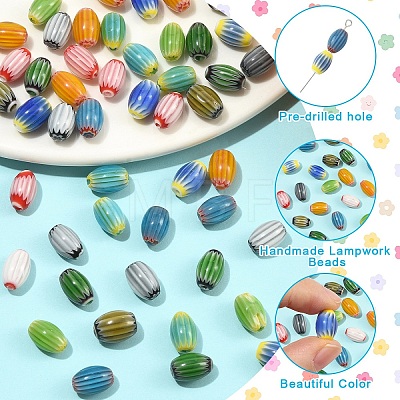 54Pcs 9 Colors Handmade Millefiori Lampwork Beads LAMP-YW0004-20-1