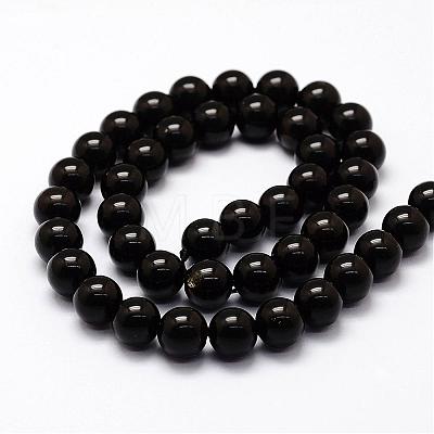 Natural Golden Sheen Obsidian Beads Strands G-F364-08-10mm-1