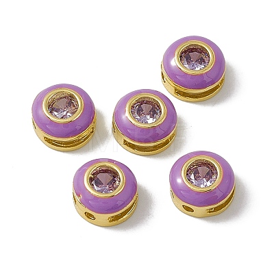 Rack Plating Brass Cubic Zirconia Beads KK-C007-15G-04-1