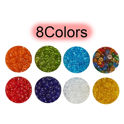 8 Colors Glass Seed Beads SEED-YW0001-54-1