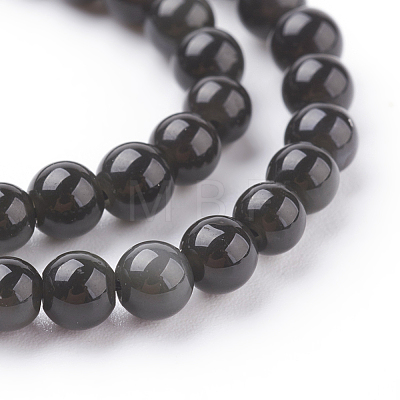Natural Obsidian Beads Strands X-G-G099-4mm-24-1