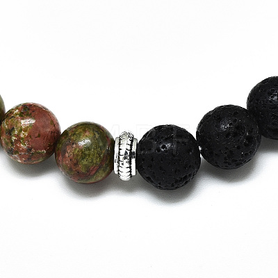 Natural Unakite Beads Stretch Bracelets BJEW-R309-02-A09-1