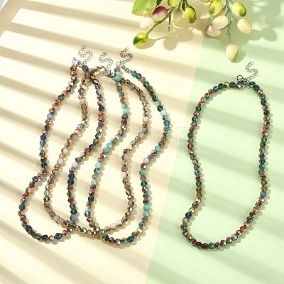 Sparkling Glass Beaded Necklace with 304 Stainless Steel Clasps NJEW-JN04401-1