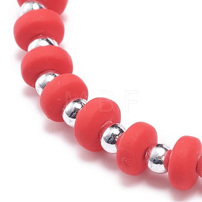Polymer Clay & Plastic Beaded Stretch Bracelet with Fruit Charms for Women BJEW-JB08706-1