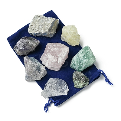 8Pcs Natural Lapis Lazuli & Ruby in Zoisite & Rose Quartz & Quartz Crystal & Amethyst & Fluorite & Citrine & Green Fluorite Tumbled Stone Sets DIY-FS0007-10A-1