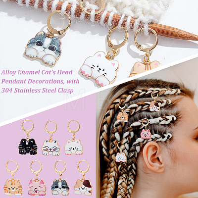 Alloy Enamel Cat's Head Pendant Decorations AJEW-PH01436-1