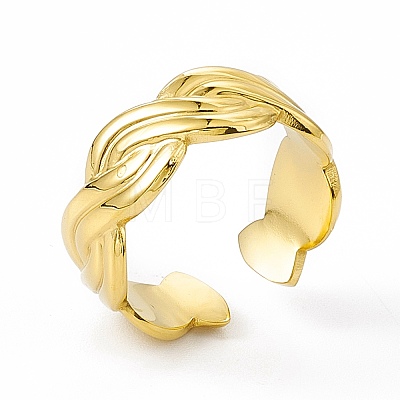 Ion Plating(IP) 304 Stainless Steel Cuff Ring for Women RJEW-C060-32G-1