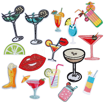 15Pcs 15 Styles Computerized Embroidery Polyester Iron on/Sew on Patches PATC-PH0001-81-1