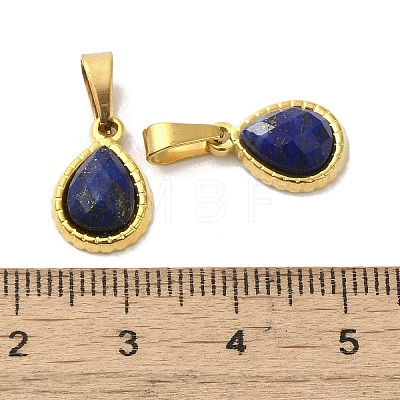 Natural Lapis Lazuli Faceted Teardrop Charms STAS-P361-01G-01-1