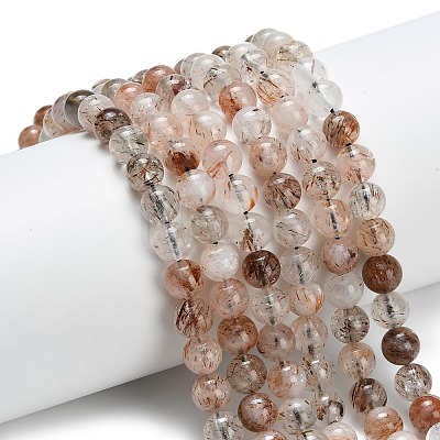 Natural Copper Rutilated Quartz Beads Strands G-L642-B07-6mm-1
