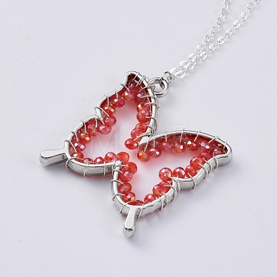 Glass Pendant Necklaces NJEW-JN02665-1