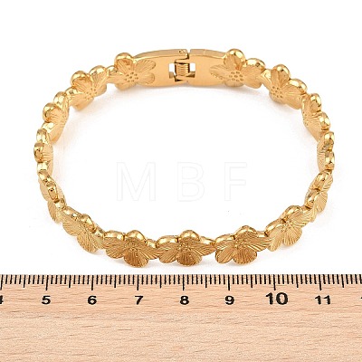 304 Stainless Steel Flower Hinged Cuff Bangles for Women SA-CBA45D5-27G-1