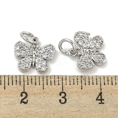 Brass with Clear Cubic Zirconia Charms with Jump Rings KK-Q820-08P-1