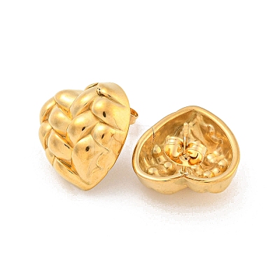 Heart 304 Stainless Steel Ear Studs EJEW-L290-021G-1