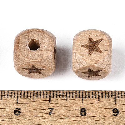 Engraved Beech Wood Beads WOOD-N022-06A-1