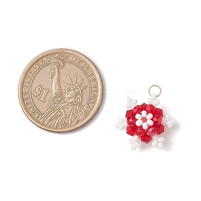 Glass Seed Beaded Snowflake Pendants PALLOY-MZ00815-06-1