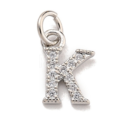 Initial Letter Brass with Cubic Zirconia Charms KK-Q814-26K-P-1