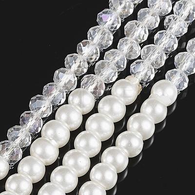 Faceted Abacus Glass Beaded Necklaces NJEW-K077-03A-1